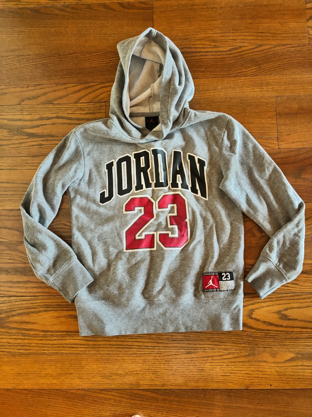Jordan Boy’s Gray Crewneck Sweatshirt with Red '23' and Black Lettering